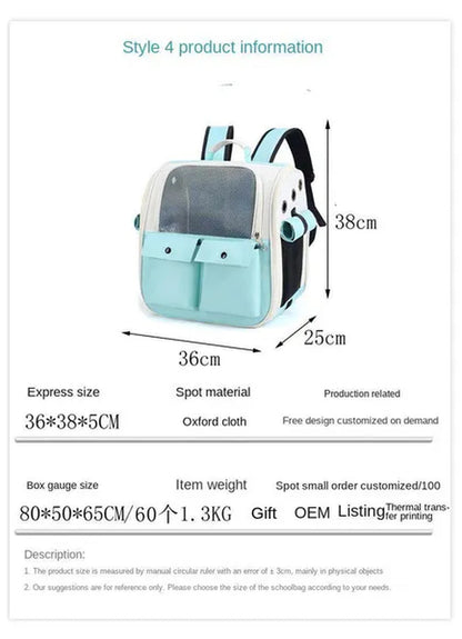 Pet Carrier Backpack Small Medium Dogs Cats Large Space Fits Up To 20 Lbs Pets Foldable Backpack Safety Lock Zipper Breathable Mesh Travel Hiking