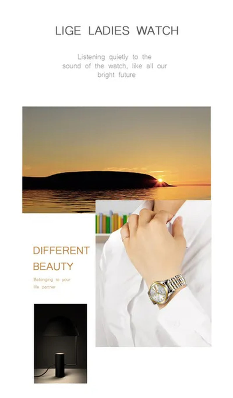 LIGE 2020 New Gold Watch Women Watches Ladies Creative Steel Women's Bracelet Watches Female Waterproof Clock Relogio Feminino