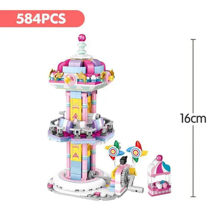 Loz Amusement Park Food Truck Merry-Go-Round Ferris Wheel Mini House Diamond Mini Building Block Cute Toys for Kids and Girls