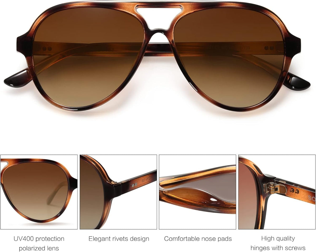 Classic Polarized Aviator Sunglasses for Women Men, Retro Trendy Aviators Shades SJ2201