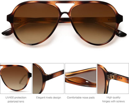 Classic Polarized Aviator Sunglasses for Women Men, Retro Trendy Aviators Shades SJ2201