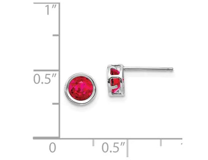 Natural Ruby 1.40 Carat (ctw) Stud Earrings 5mm in 14K White Gold