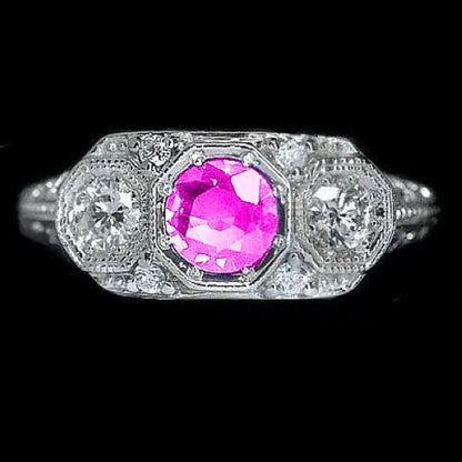 Lady Round Cut 1.2CT Blue Sapphire Bridal Engagement Ring