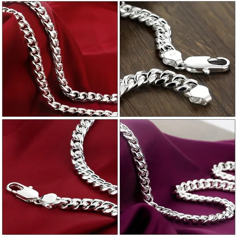 Men's 925 Sterling Silver Bracelet 10MM Classic Original Silver Cuban Chain Solid Silver Bracelet Rapper 2020 New 925 Sterling Silver Fashion Bracelet