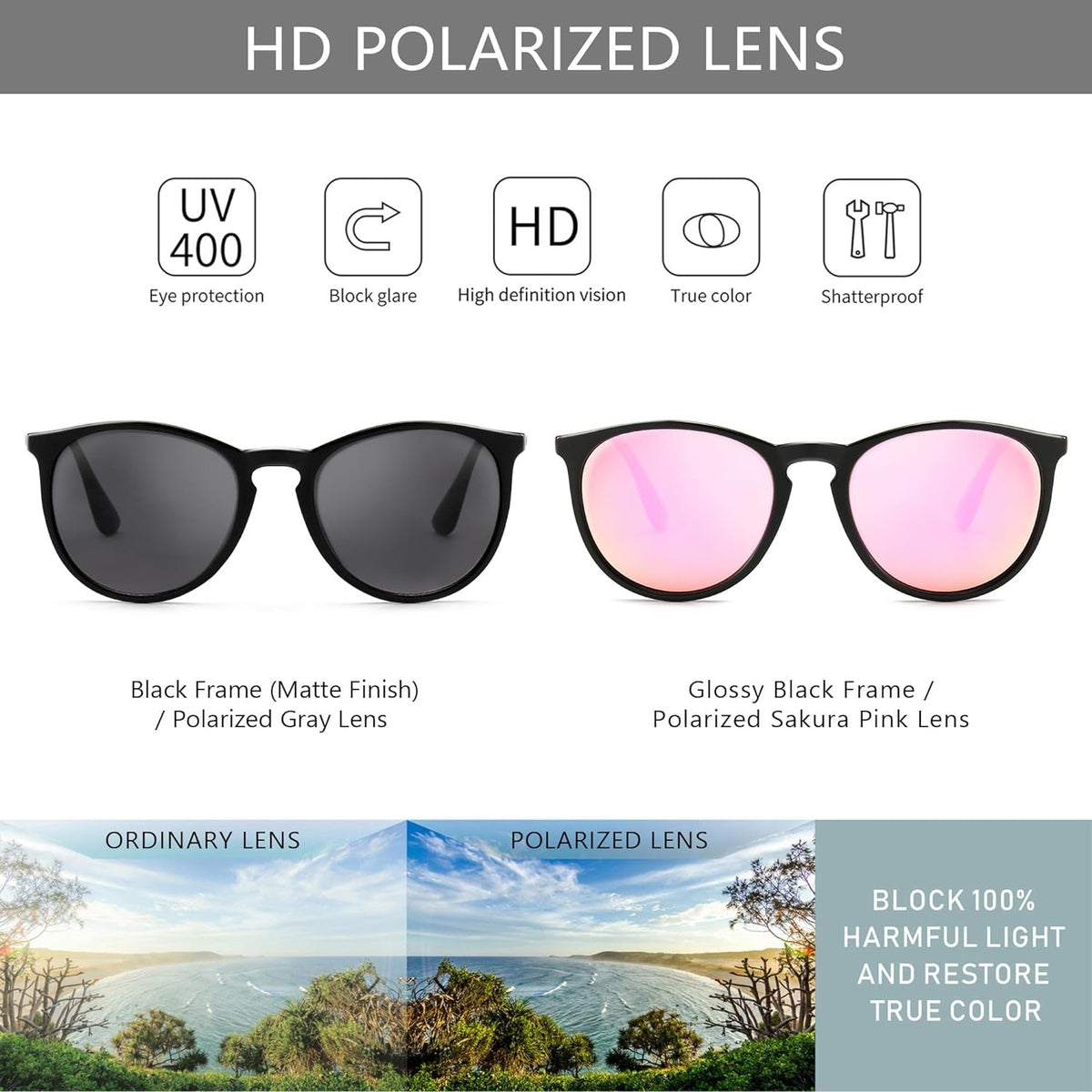 Vintage Round Sunglasses for Women Men Classic Retro Designer Style