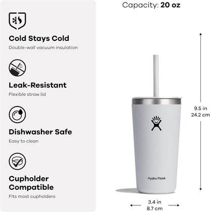 Travel Tumbler Stainless Steel Insulated Cup with Lid and Straw for Cold Water and Drinks for Sports, School, Work, Car, Travel and Weekends