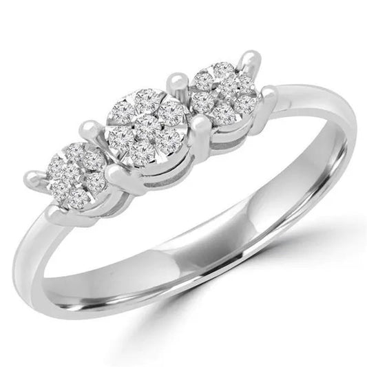 Majesty Diamonds MDR180033-3.75 0.12 CTW Round Diamond Promise Cluster Engagement Ring in 10K White Gold - Size 3.75
