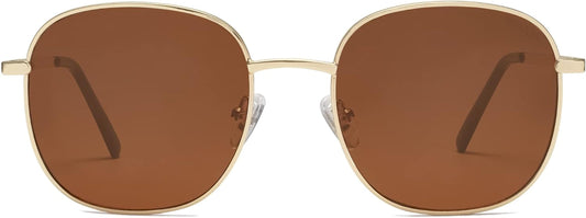 Classic Trendy Square Sunglasses for Women Men Cute Big Frame Gold Shades SJ1137