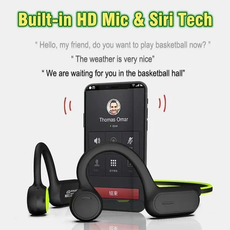 Open Ear Bone Conduction Bluetooth Headphones Waterproof Stereo Wireless Headset with Microphone for Driving Working Running Cycling