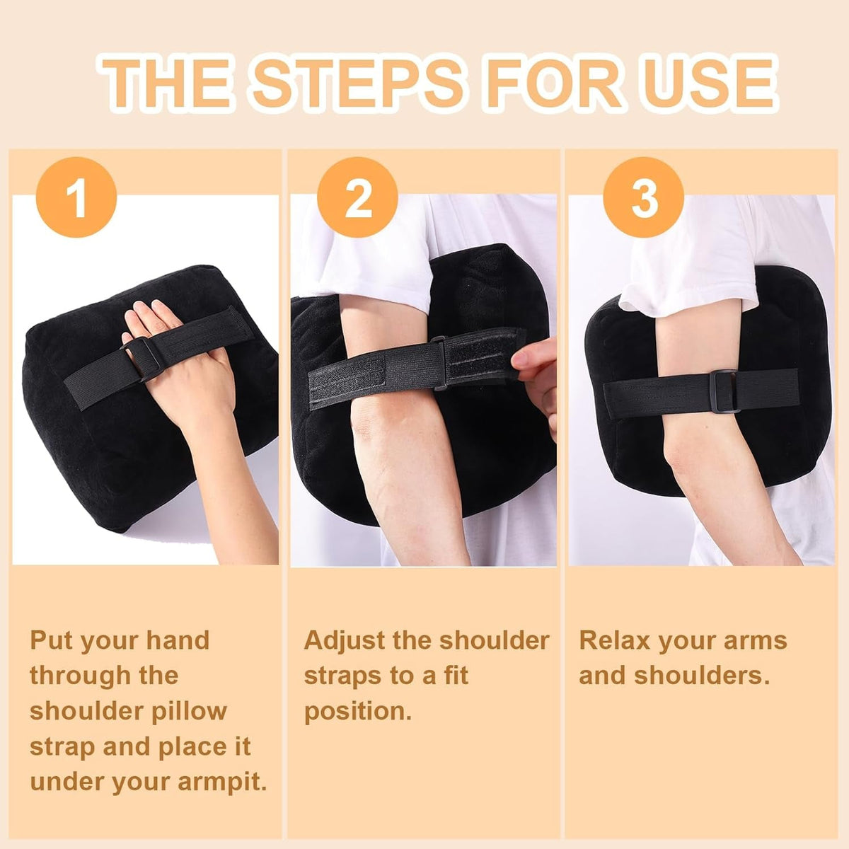 Post Shoulder Surgery Pillow for Shoulder Pain Relief Support Rotator Cuff Brace Pillow for Side Sleeper Comfortable Armpit Surgery Recovery Supplies for Sitting & Sleeping (Black)