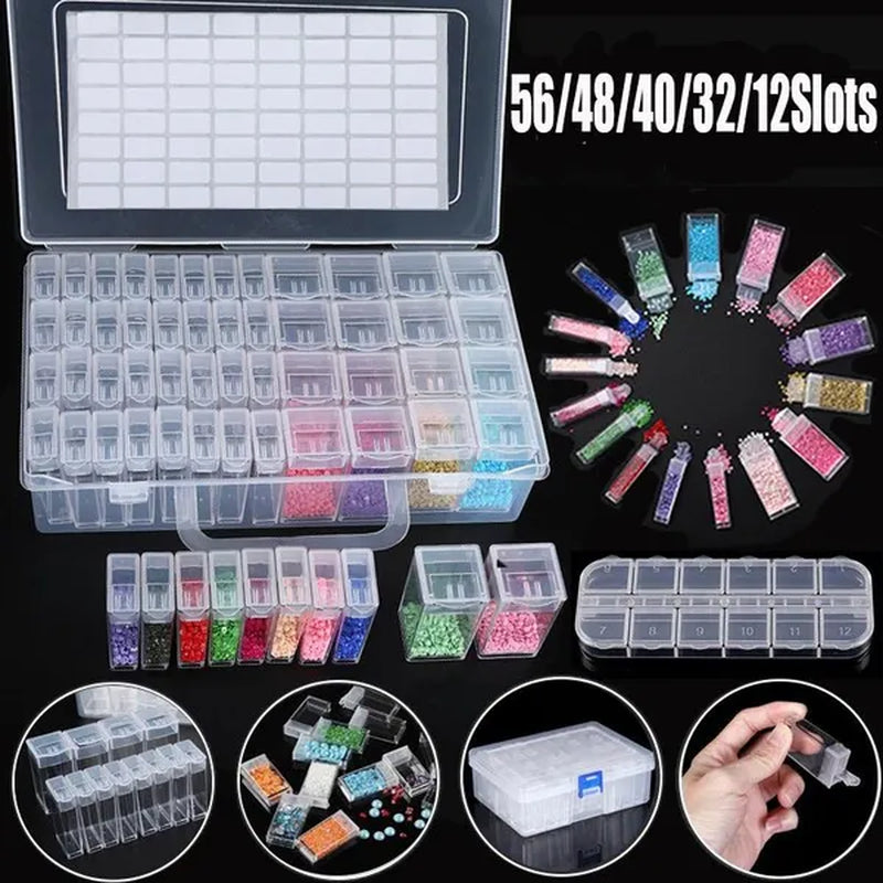 56/48/40/32/12 Diamond Painting Tools Accessories Beads Container Rhinestone Diamond Embroidery Stone Storage Convenience Box
