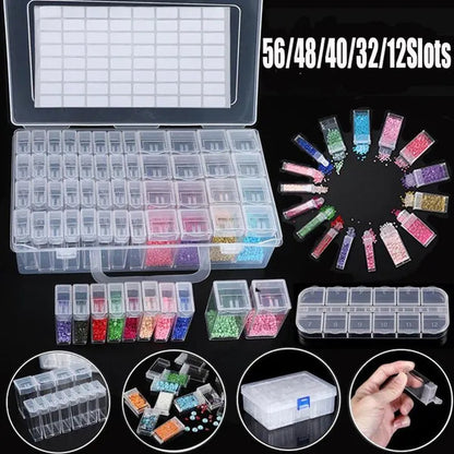 56/48/40/32/12 Diamond Painting Tools Accessories Beads Container Rhinestone Diamond Embroidery Stone Storage Convenience Box