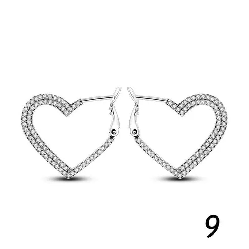 New 925 Sterling Silver Sparkling Two-Tone Zircon Stud Earrings European Fashion Women's Jewelry Earrings