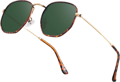 Hipster Hexagonal Polarized Sunglasses Men Women Geometric Square Small Vintage Metal Frame Retro Shade Glasses