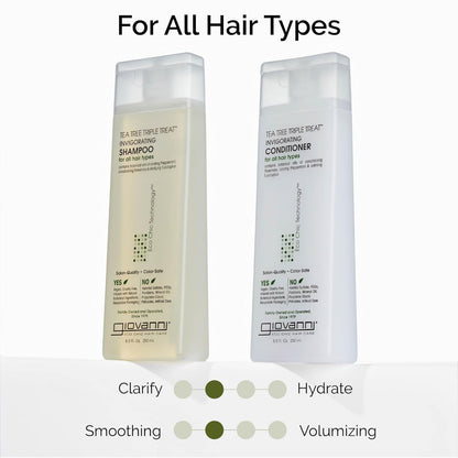 Tea Tree Triple Treat Invigorating Conditioner - Cooling Peppermint, Eucalyptus, Rosemary, Helps Dry Flaking Scalp, Paraben Free, Helps to Moisturize, Smooth & Detangle - 24 Oz (1 Pack)