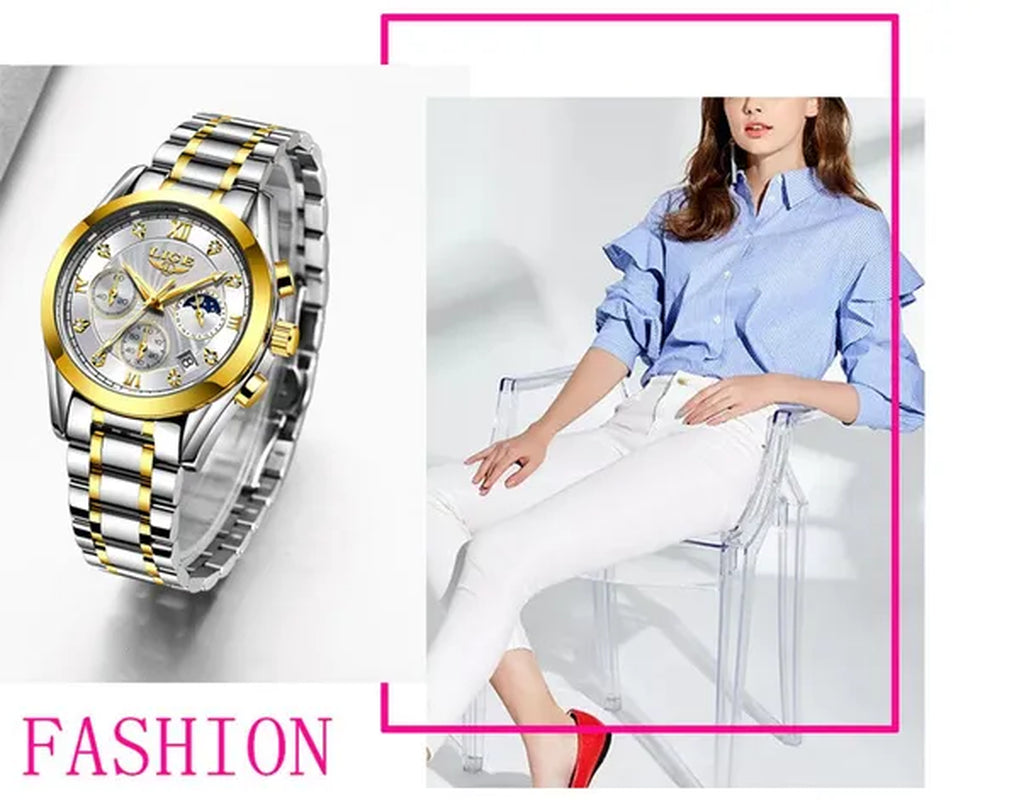LIGE Luxury Ladies Watch Women Waterproof Rose Gold Steel Strap Women Wrist Watches Top Brand Bracelet Clocks Relogio Feminino