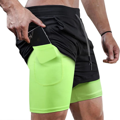 Mens Running Shorts，Workout Running Shorts for Men，2-In-1 Stealth Shorts，7-Inch Gym Yoga Outdoor Sports Shorts