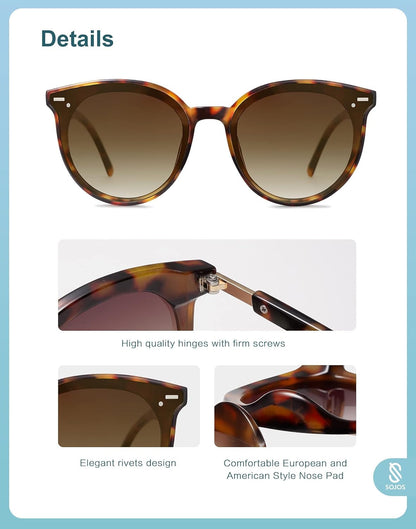 Sunglasses Womens Trendy 2024 Classic Round Retro Vintage Shades Large Frame Sunnies SJ2067