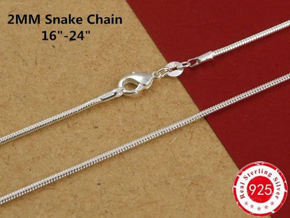 Men Women Snake Chain Necklace 925 Sterling Silver 1MM/2MM/3MM/4MM Thick Silver Necklaces Fashion Wedding Party Exquisite Jewelry(8-30Inch)