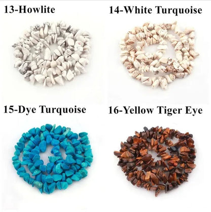 5-8MM natural stone irregular shape free-form chip beads tiger eye amethyst turquoise white crystal red coral Lapis lazuli used for jewelry making DIY bracelet 30"