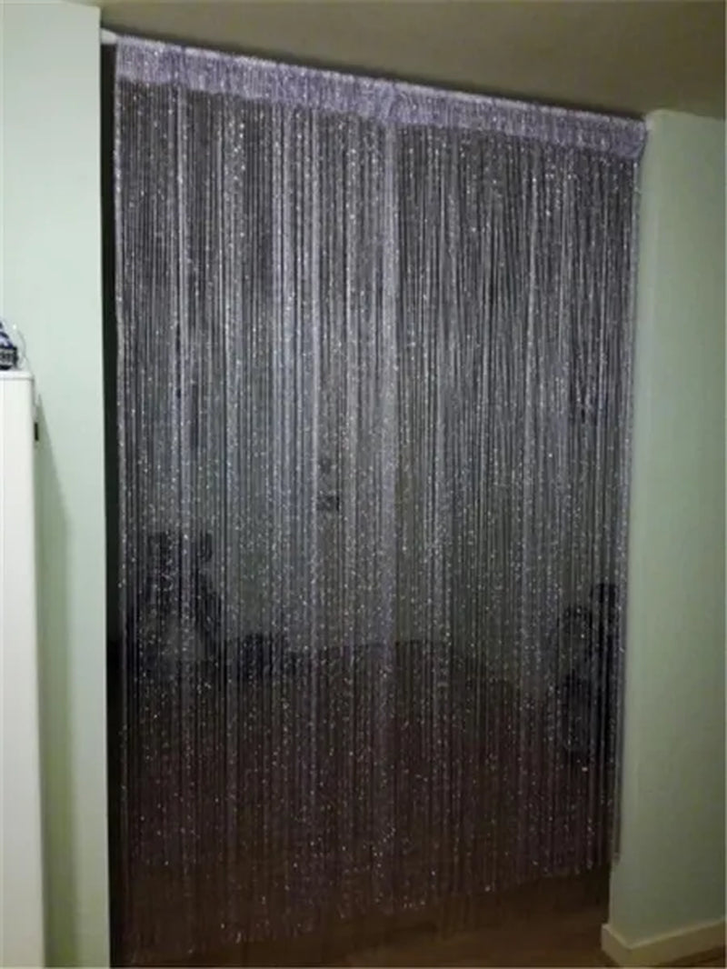 Fashion 200cm*100cm String Sparkle Curtains Fly Screen Fringe Tassel Curtain Room Divider Door Window Decor
