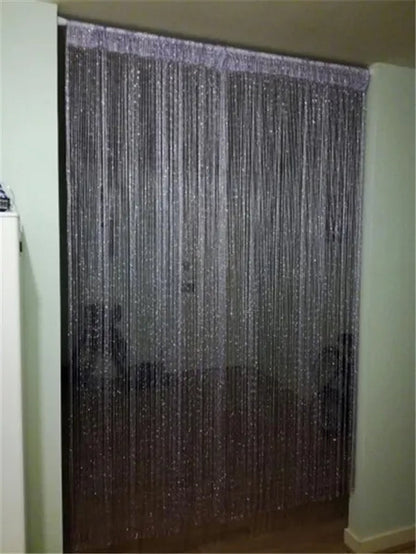 Fashion 200cm*100cm String Sparkle Curtains Fly Screen Fringe Tassel Curtain Room Divider Door Window Decor