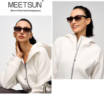 Polarized Sunglasses for Women Men Classic Retro Square Frame Driving Trendy Sun Glasses UV Protection