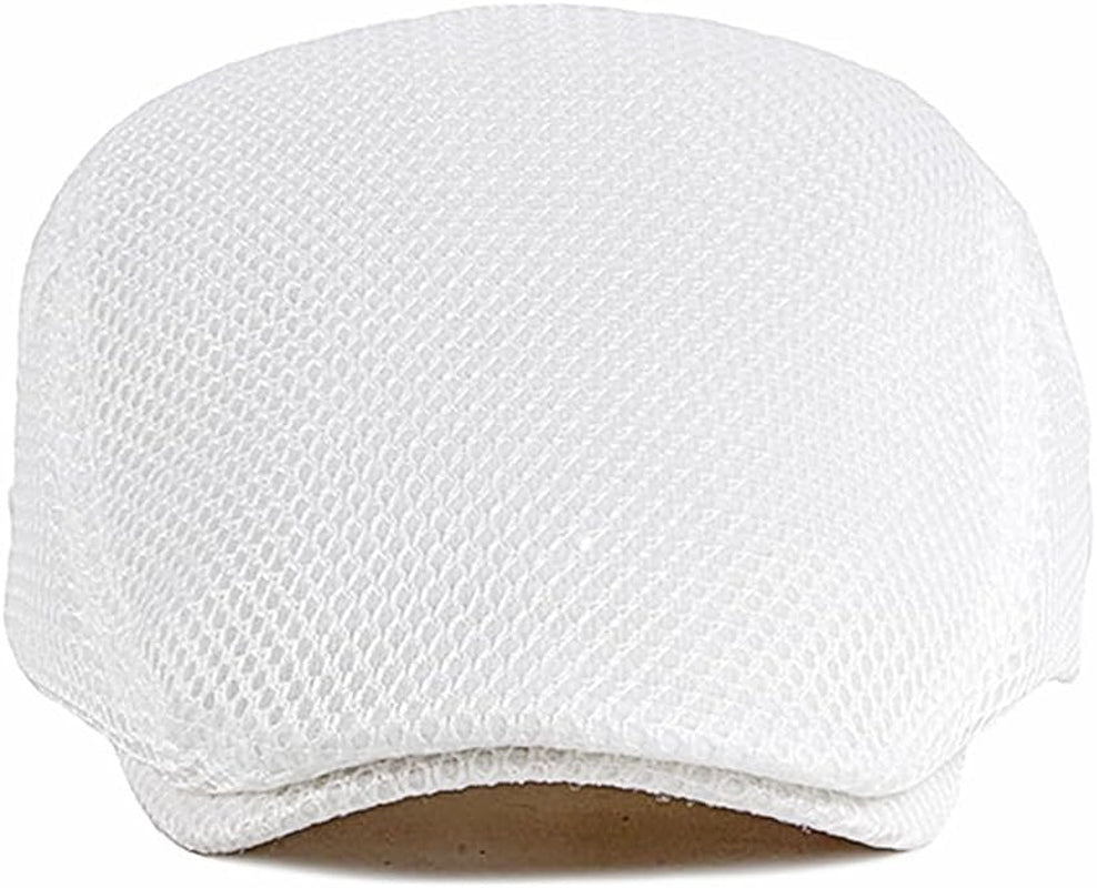 Mens Breathable Mesh Summer Hat Adjustable Newsboy Beret Ivy Cap Cabbie Flat Cap