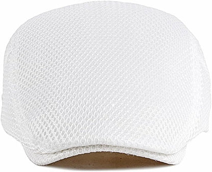 Mens Breathable Mesh Summer Hat Adjustable Newsboy Beret Ivy Cap Cabbie Flat Cap