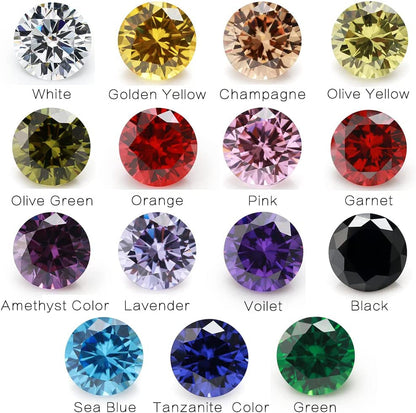 Round Cut 5A Cubic Zirconia Stone Mix 15 Colors Loose CZ Stones Synthetic Gemstone for Jewelry Making