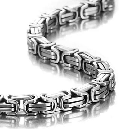 Men Jewelry Silver Stainless Steel Strong Byzantine Chain Curb Cuban Bracelet or Necklace 7inch-40inch