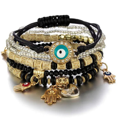 Hand Decoration European and American Handmade Beading Fashion Eyes Rice Bead Temperament Multi-layer Bracelet