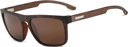 Polarized Sunglasses Men - Square Durable TR90 Lightweight Frame Carbon Fiber UV400 Protection Mens Sunglasses