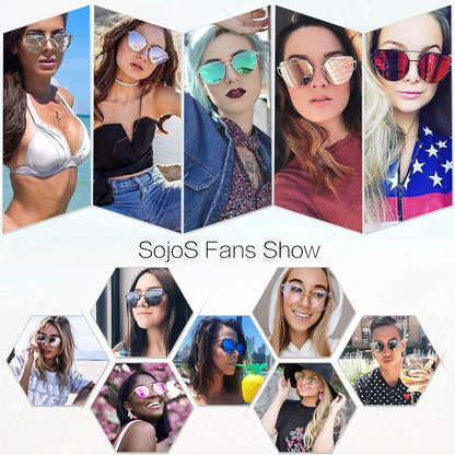 Cat Eye Sunglasses for Women Fashion Designer Style Mirrored Lenses