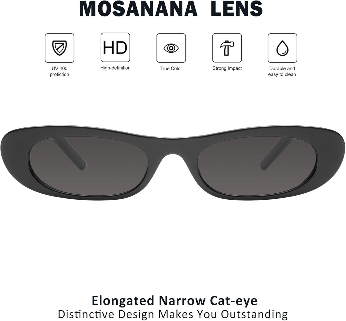 Elongated Narrow Cat Eye Sunglasses for Women MS52357