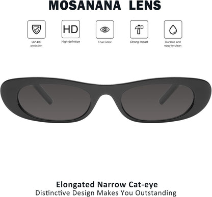 Elongated Narrow Cat Eye Sunglasses for Women MS52357