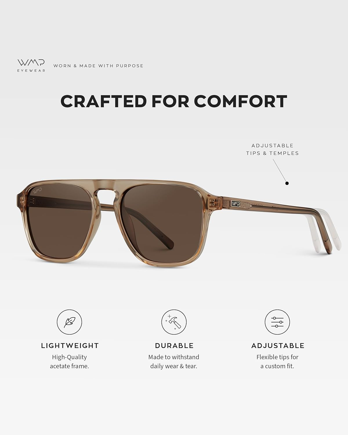 Polarized Modern Aviator One-Bridge Square Mens Sunglasses
