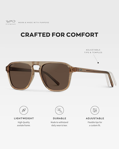Polarized Modern Aviator One-Bridge Square Mens Sunglasses
