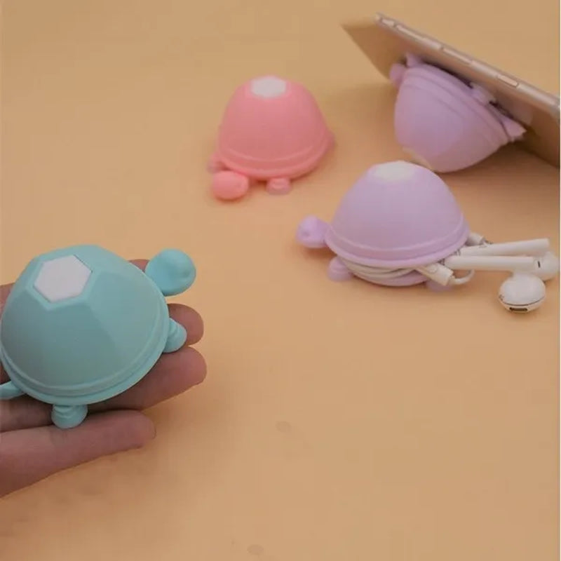 Cute Mobile Phone Accessories Turtle Phone Stand Holder Earphone USB Cable Winder Line Fixer Cable Holder Wire Clip