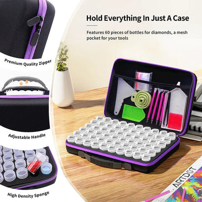 ARTDOT Diamond Painting Storage Containers, 30/60 Slots Diamond Painting Accessories Shockproof Jars for Jewelry Beads Rings Charms Glitter Rhinestones