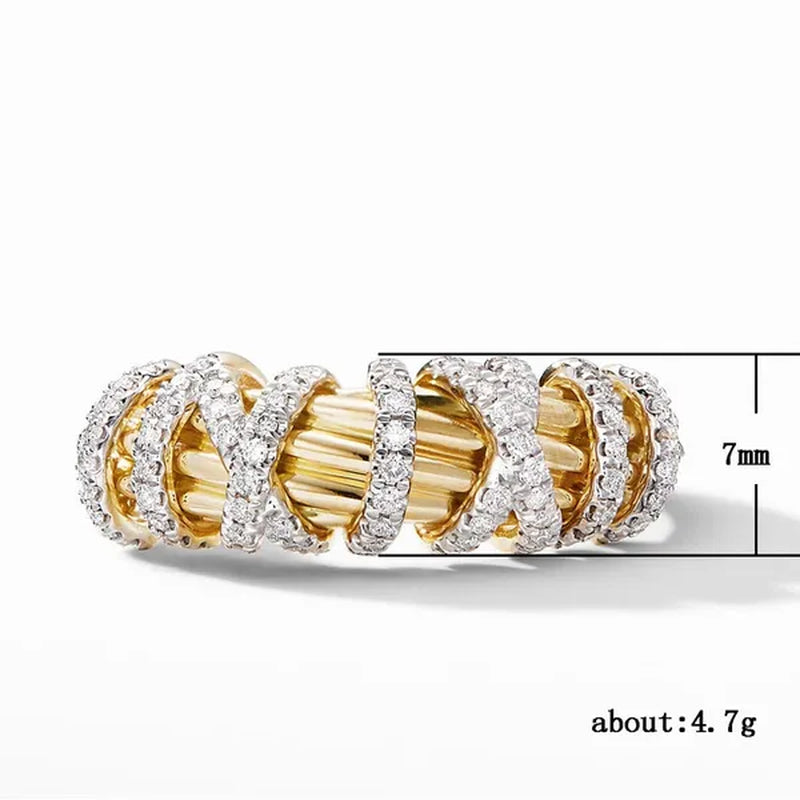 Exquisite niche charming Tree Vine Twist zirconia stong Ring Princess Romantic Gift Ring Wedding Banquet Anniversary Jewelry Gift Size 5-11