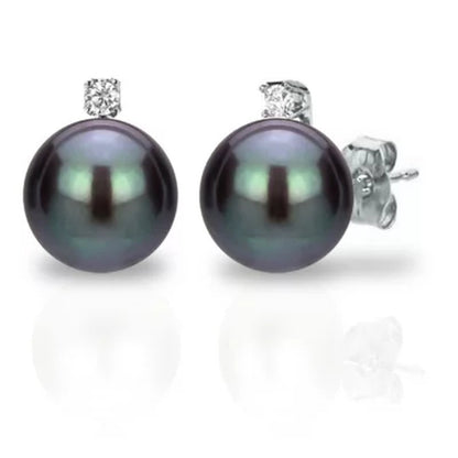 7-7.5MM Freshwater Pearl and Diamond Pendant and Earring Set