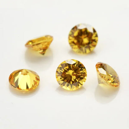 2Pcs/Set 6.5Mm 1Ct Yellow Diamond round Excellent Cut Loose Gemstone