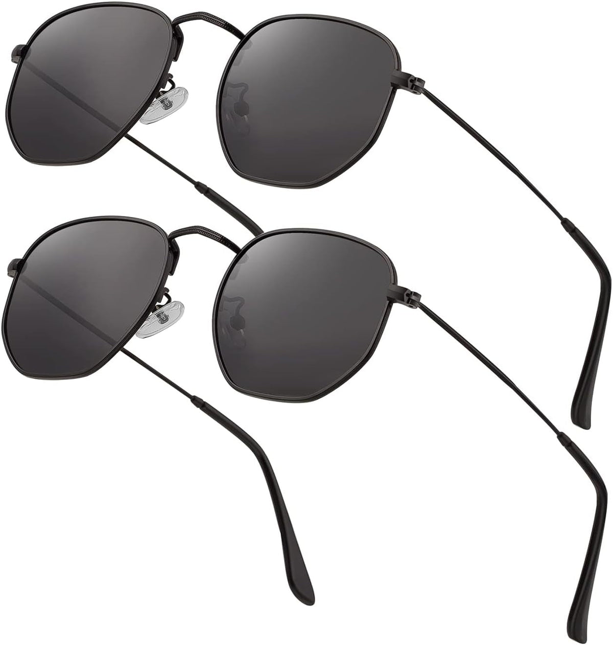 Hipster Hexagonal Polarized Sunglasses Men Women Geometric Square Small Vintage Metal Frame Retro Shade Glasses
