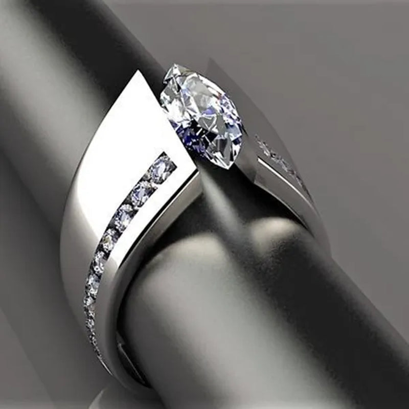 Europe and the United States new fashion zircon ring women's 925 sterling silver white sapphire diamond ring creative horse eye ring princess party engagement wedding ring banquet gift jewelry size US5-11