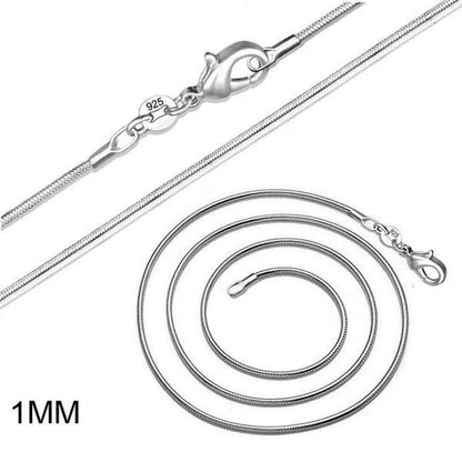 Men Women Snake Chain 1MM/2MM/3MM 925 Silver Necklaces Fashion DIY Charm Pendant Fine Jewelry Accessories