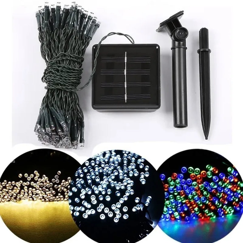 8 modes Solar String Lights 50/100/200 LED 8 Modes Solar Powered Xmas Outdoor Lights Waterproof Starry Christmas Fairy Lights for Indoor Gardens Homes Wedding