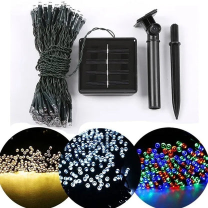 8 modes Solar String Lights 50/100/200 LED 8 Modes Solar Powered Xmas Outdoor Lights Waterproof Starry Christmas Fairy Lights for Indoor Gardens Homes Wedding