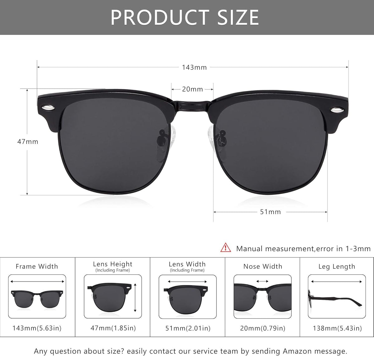 Polarized Sunglasses for Men and Women, Classic Half-Frame Retro Shades for Driving, Travel, and Outdoor Activities