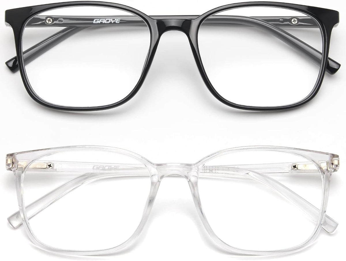 2 Pack Blue Light Blocking Glasses Women/Men, Computer Gaming Fake Eyeglasses Anti UV Ray-Spring Hinge